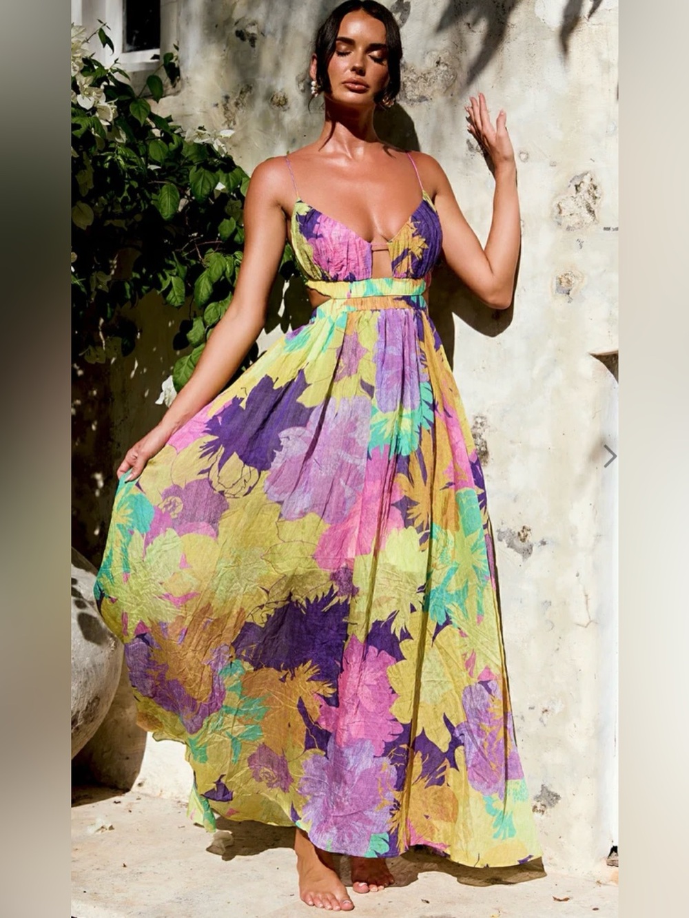 NWT Sage And Paige Taking It Maxi Dress Yellow Large Resortwear Vacation Summer